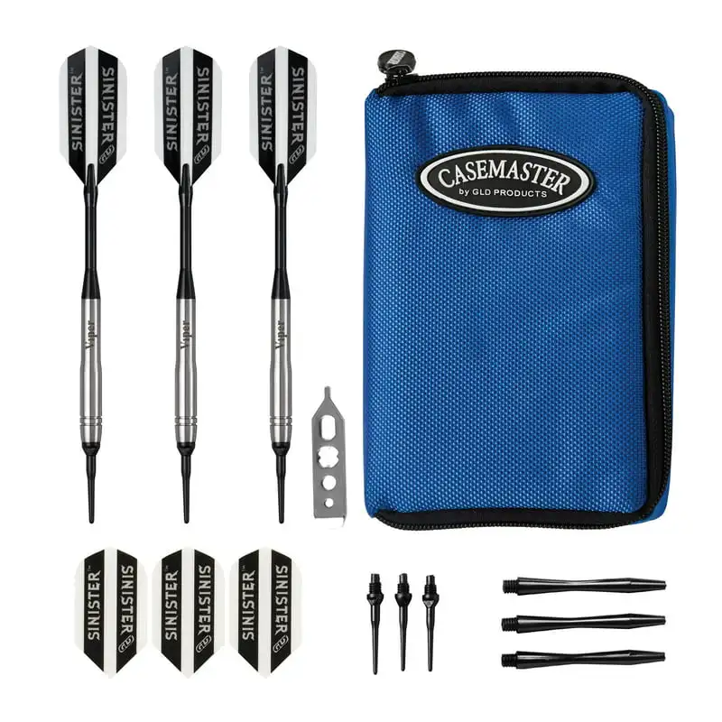 

Tungsten Soft Tip Darts Grooved Barrel 18 Grams and Select Blue Nylon Case