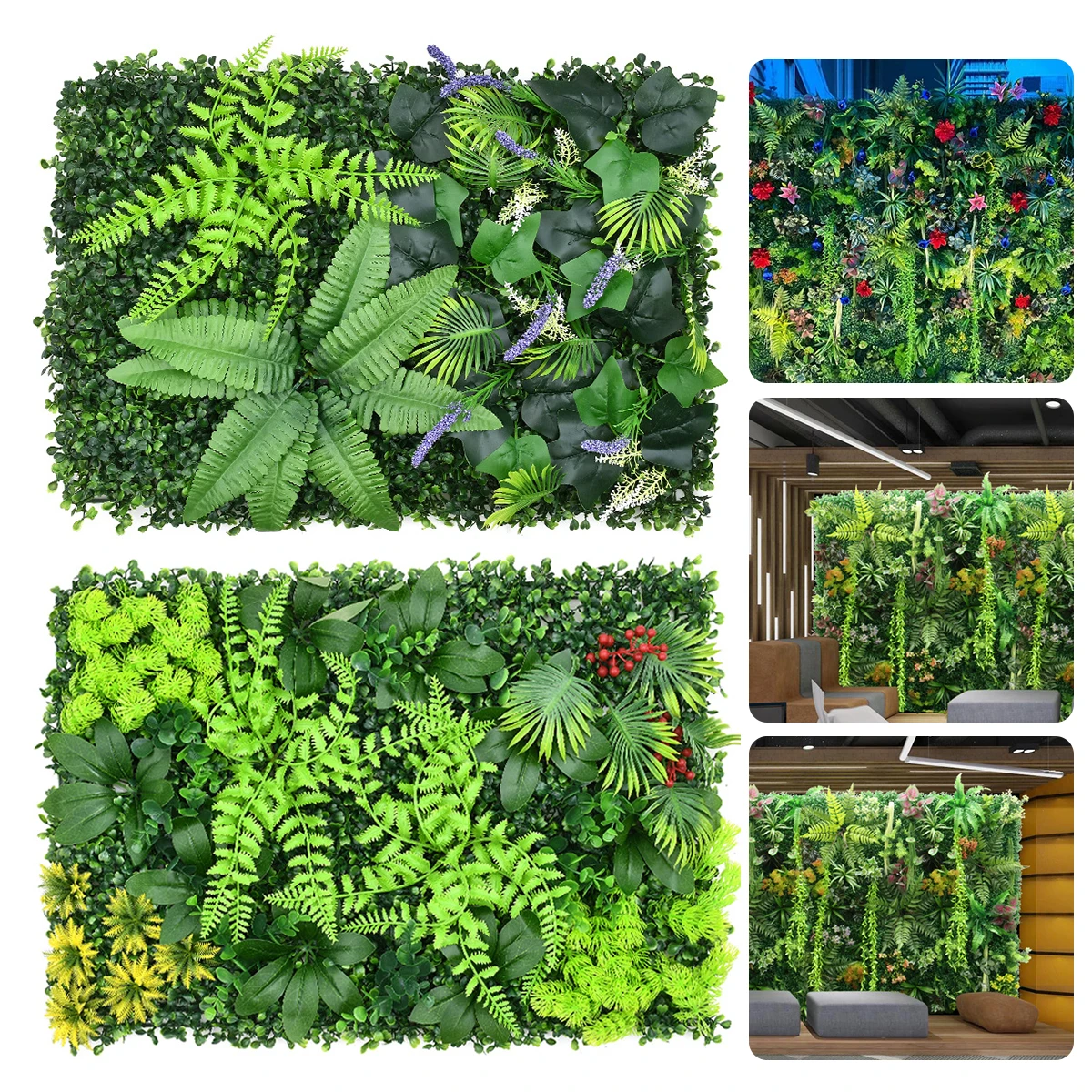 

Artificial Plant Wall Reusable Grass Backdrop Wall Panel Plastic Garden Grass Flower Wall Fake Green Plant Hanging Fencing Décor
