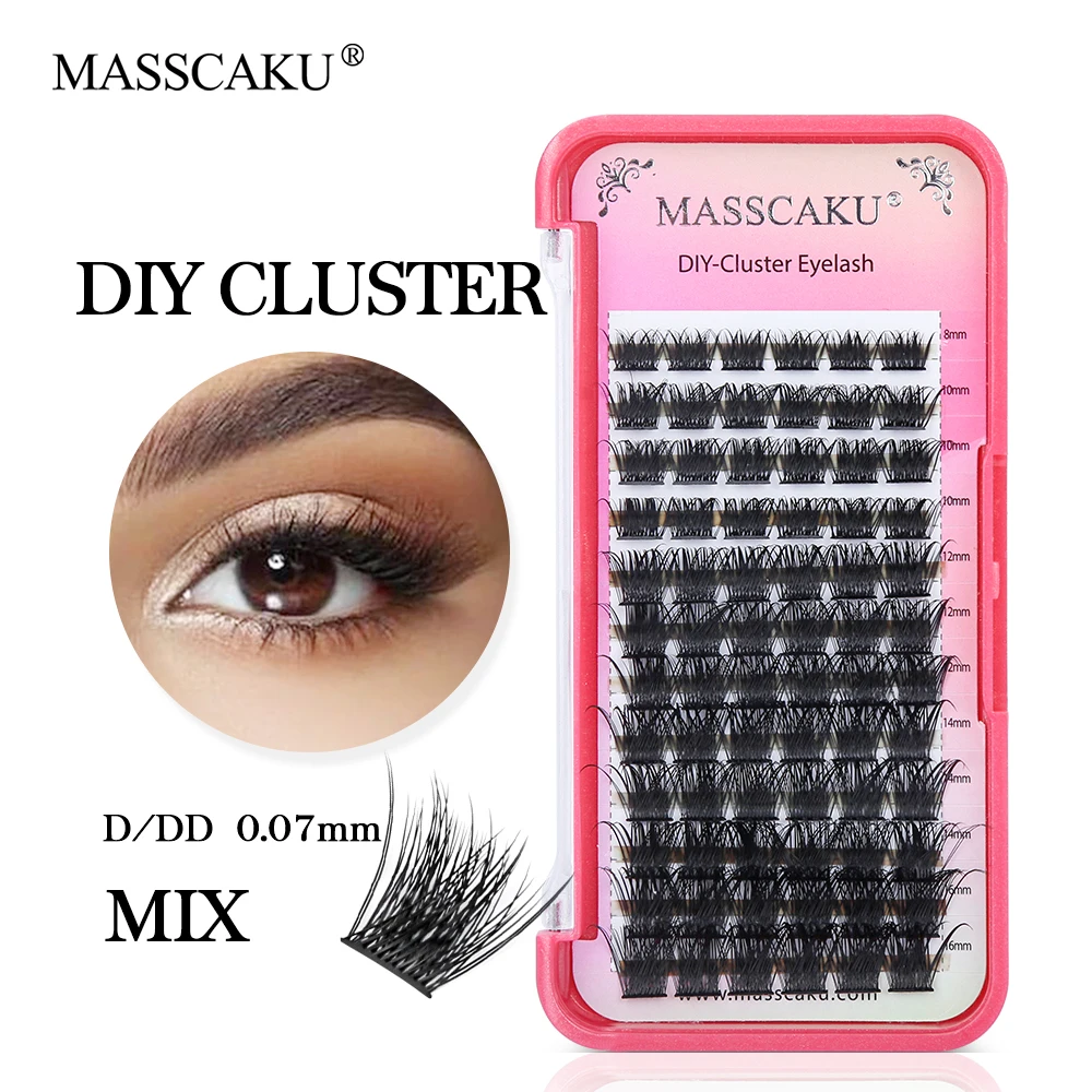 

MASSCAKU DIY Clusters Eyelash Extension Dovetail Segmented Individual Mega Volume Reusable Eyelash Bundle Makeup Halloween