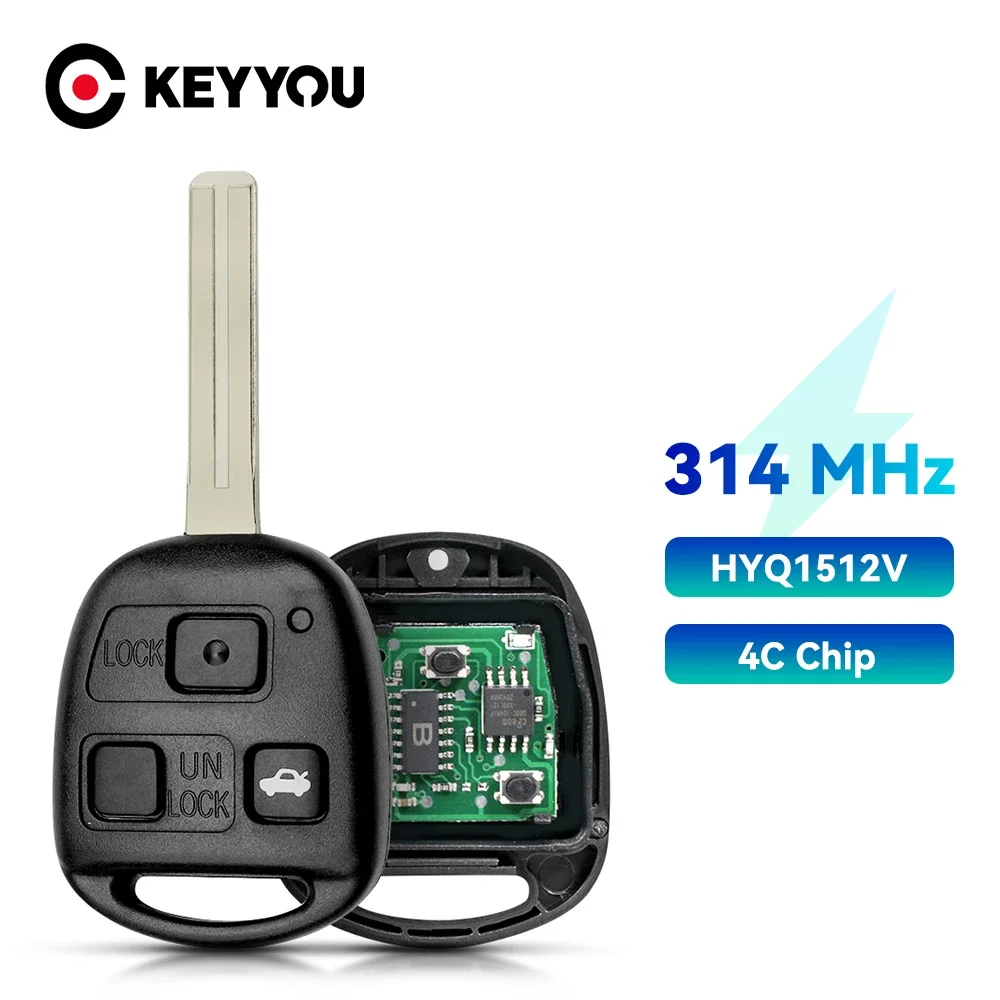 

KEYYOU 315 МГц 3-кнопочный автомобильный ключ дистанционного управления для Lexus IS200 GS300 LS400 RX300 Брелок с чипом 4C HYQ1512V TOY48 Blade