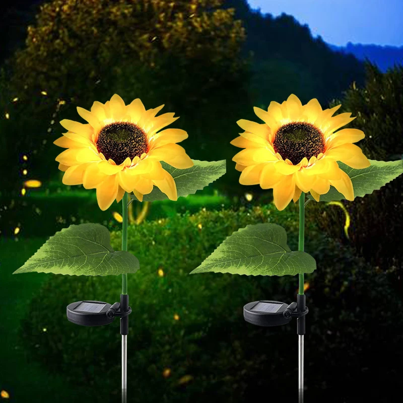 

Waterproof Solar LED Simulation Sunflower Floor Lamp Outdoor Garden Lamp Villa Lawn Decoration Light Warm White Lamp Beads
