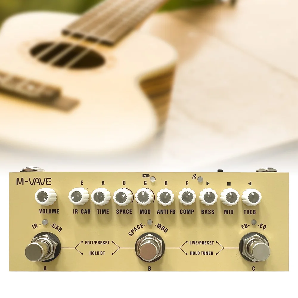 M-vave Многоканальная гитарная педаль Cube Baby для электроакустической гитары Chorus Tremolo Delay 8 Имитация кабинетов Ir Phaser включено.