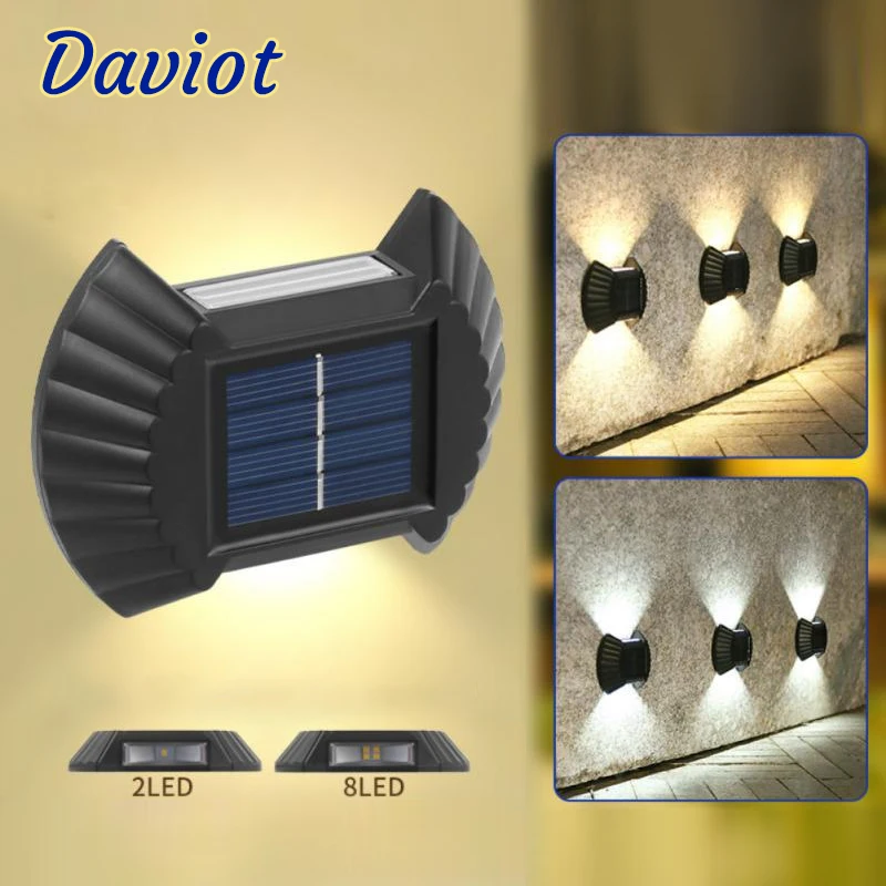 

Solar LED Outdoor 8LED NewWall Lamp Waterproof Street Decor Lights for Balcony Garden Landscape Lamps Solar Outdoor Wall Light