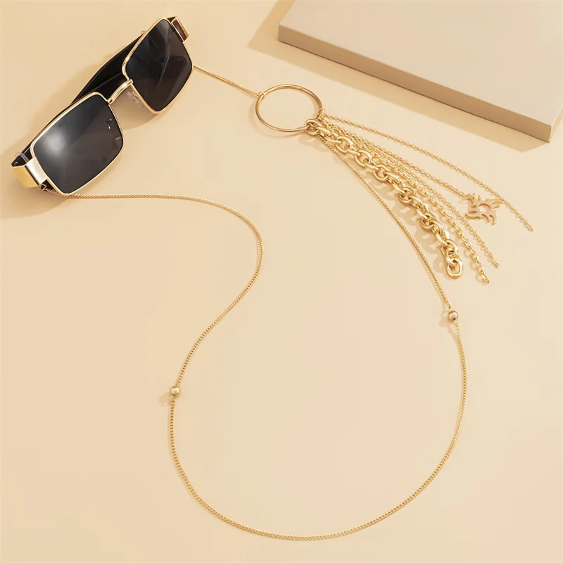 

YW GAIRU Retro Exaggerated Personality Tassel Geometric Glasses Chain Fashion Non-Slip Lanyard Sun Eyewears Accessories Female
