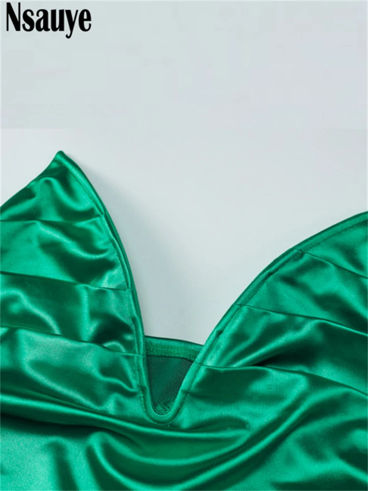 Nsauye атласный сексуальный женский зеленый винтажный корсет без рукавов с