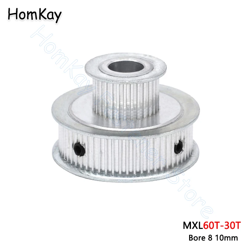 

Шкив ГРМ MXL с отверстием 8, 10 мм, двухсторонний шкив 60T-30T, синхронные колеса, аксессуары для 3D-принтера, Ширина ремня 10 мм