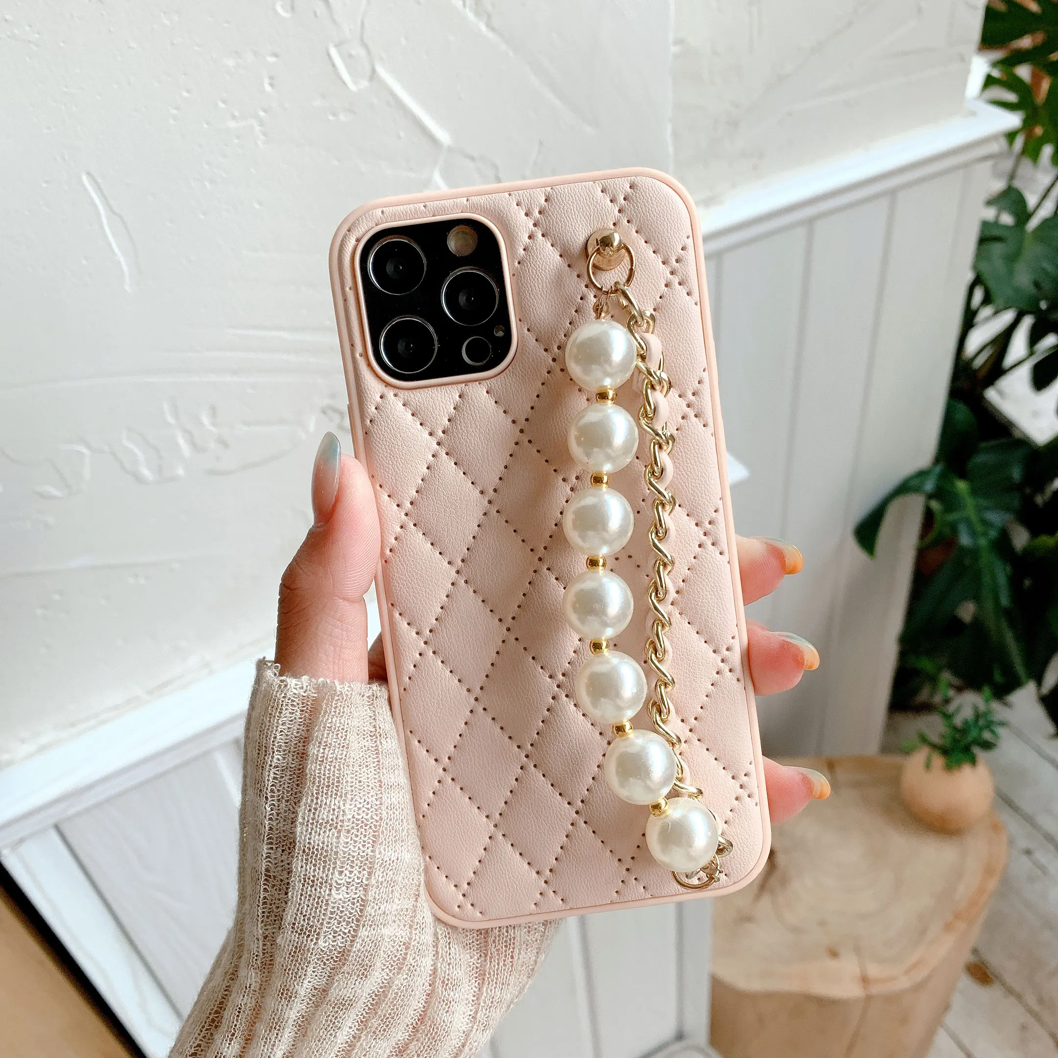 

Новый Популярный роскошный кожаный + жемчужный браслет, подходит для iphone XS MAX 11 12 13 14Pro max