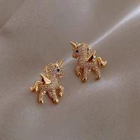 christmas stud earrings rhinestone cute animal stud earrings horse ear jewelry women cute christmas festival new year gift