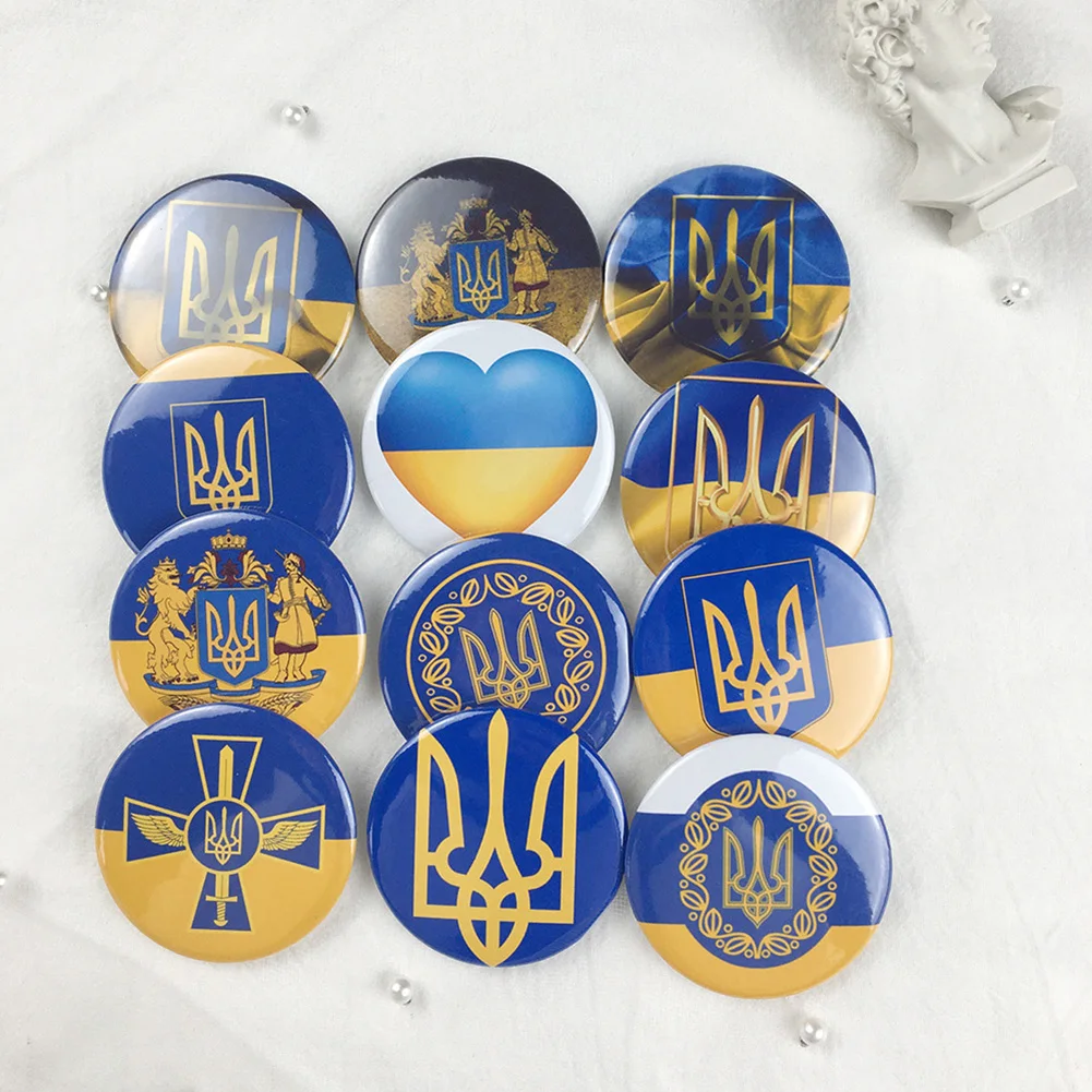

13 Styles Coat of Arms of Ukraine Ukrainian Map Flag National Emblem Ukrainian Flag National Flower Brooch Badges Lapel Pins