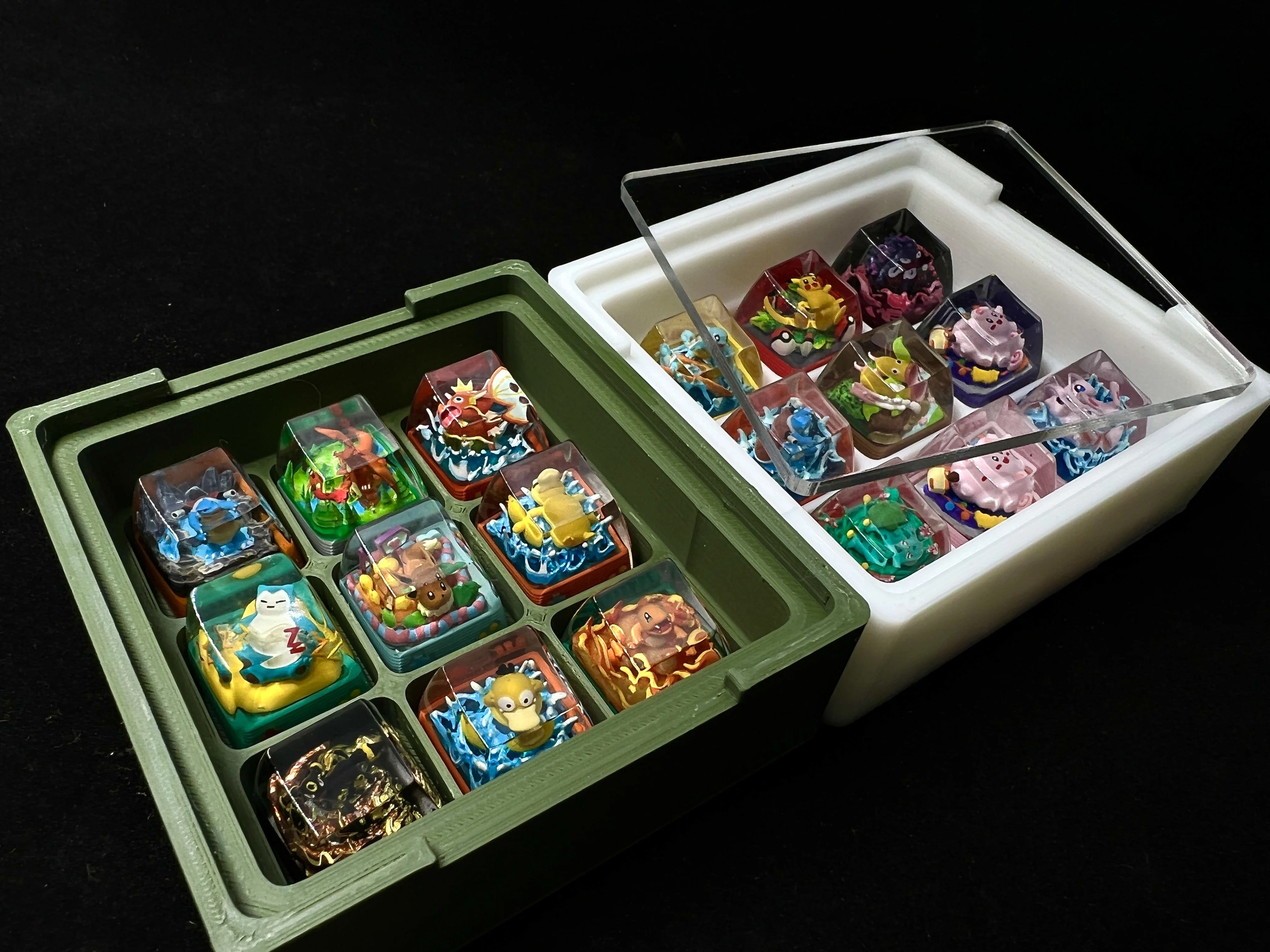 

Pokemon Pikachu Charmander Eevee Animation Peripheral Hand Do Send Boy Gift Key Cap Storage Box Transparent Acrylic Color Custom