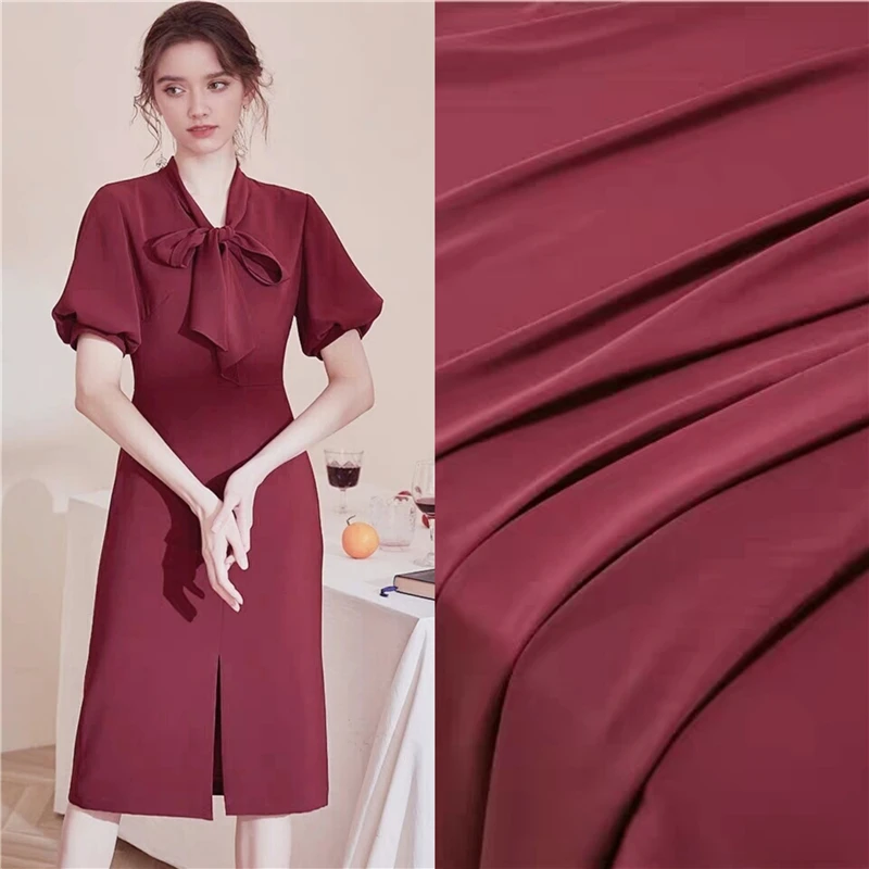 

Wine red natural silk fabric crepe de chine silk fabric meter anti-wrinkle shirt dress crepe fabric wholesale silk cloth