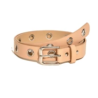 2022 fashion womens jeans belt lotus pink ladies eyelet belt with alloy pin buckle waist female belts
