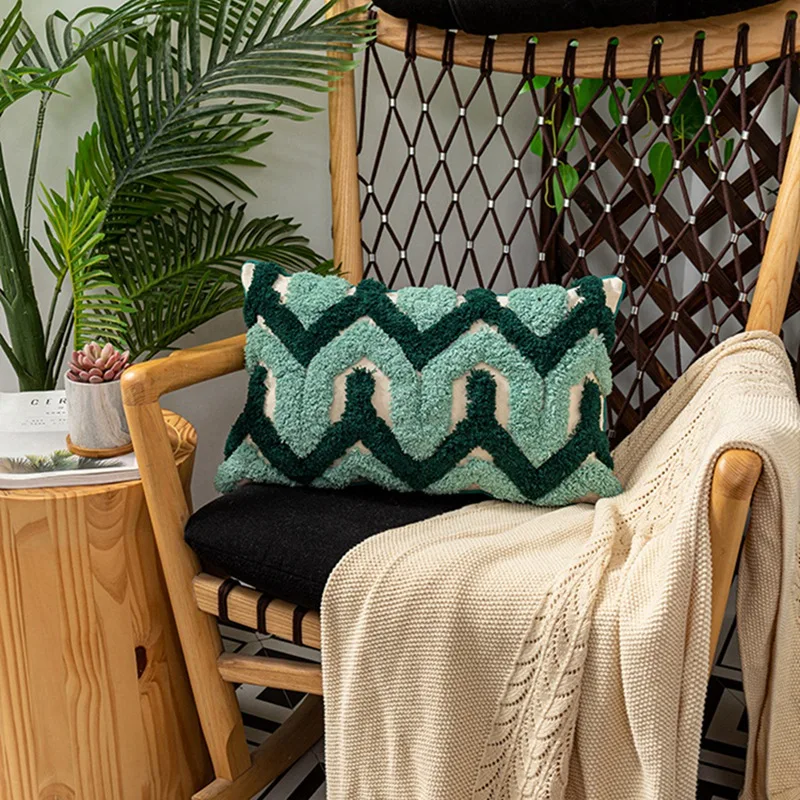 Ворсовый декоративный чехол для подушки зеленый дивана домашний декор ручной