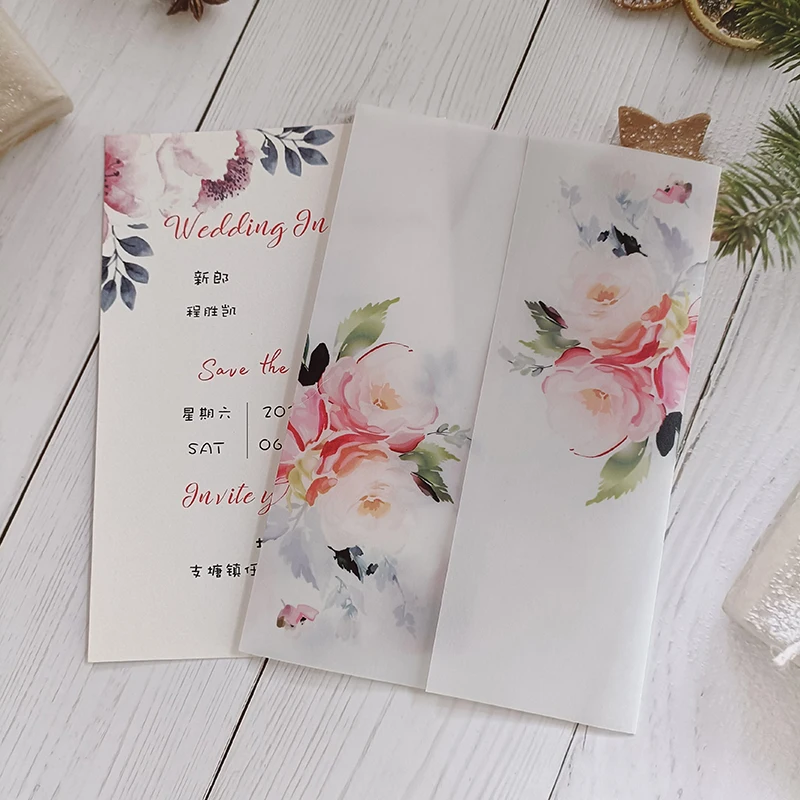 50 шт./лот новая индивидуальная Свадебная пригласительная открытка с цветочным