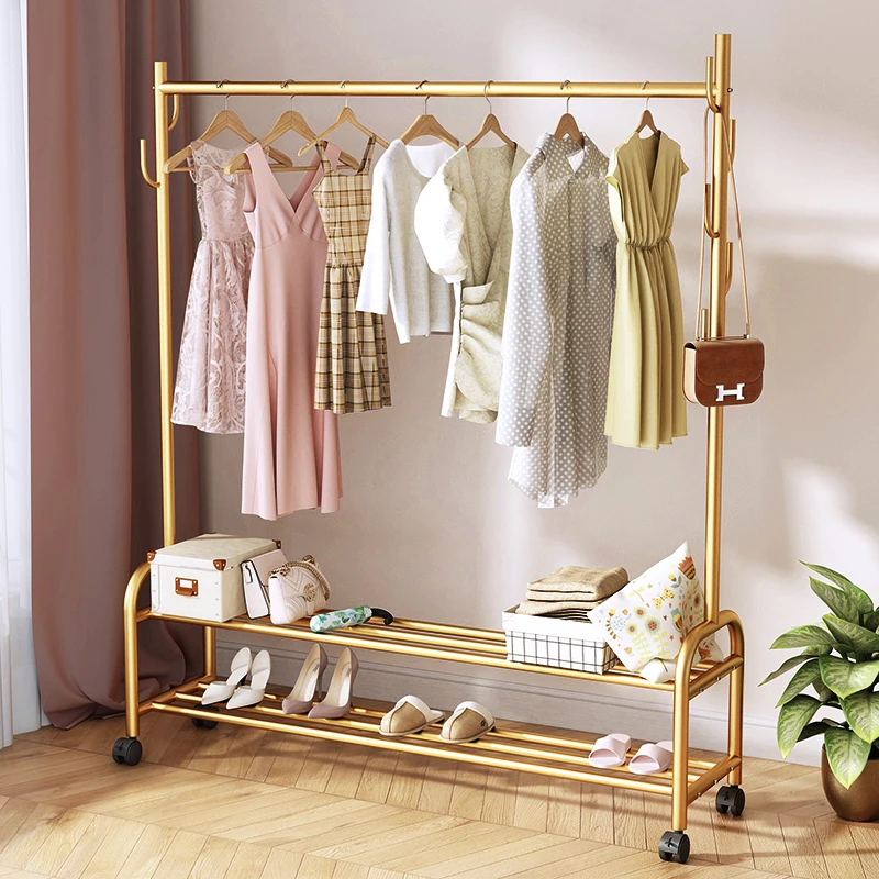 

Minimalist Golden Clothes Rack Metal Balcony Nordic Corner Shelf Living Room Bedroom Burro Ropa Perchero Modern Furniture Home A