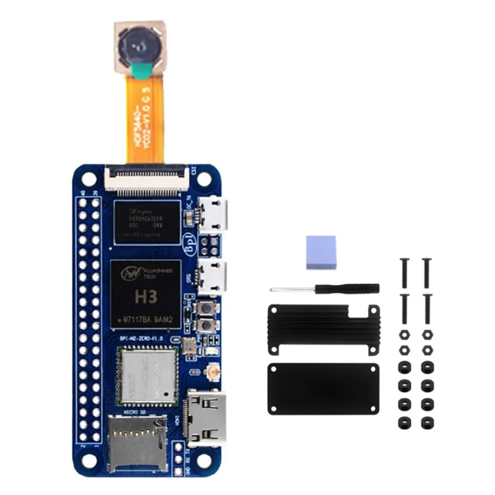 

For Banana Pi M2 Zero BPI-M2 Zero Quad Core 512MB Allwinner H3 Development Board OV5640 Camera+Aluminum Case(Not Welded)