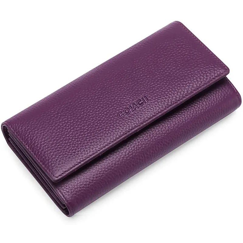 

Women's Leather Wallets 2022 New RFID Protective First Layer Cowhide Women's Long Wallet Cowhide Card Case