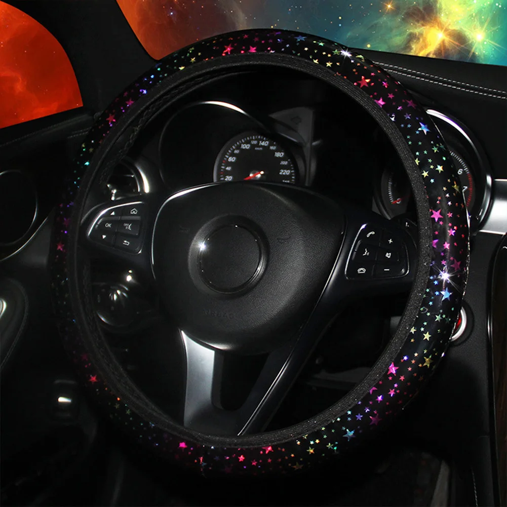 

High Quality Car Accessories Car Steering Wheel Cover Car Steering For Round And D-shaped Glitter Bling Steering Wheels