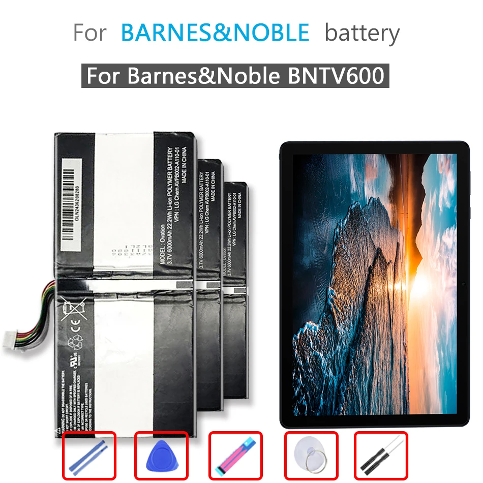 BNTV 600 6000mAh Battery for BARNES & NOBLE BNTV600 Nook HD+ Plus HD+9 Ovation AVPB00 AVPB002-A110-01 GB-S02-308594-0100