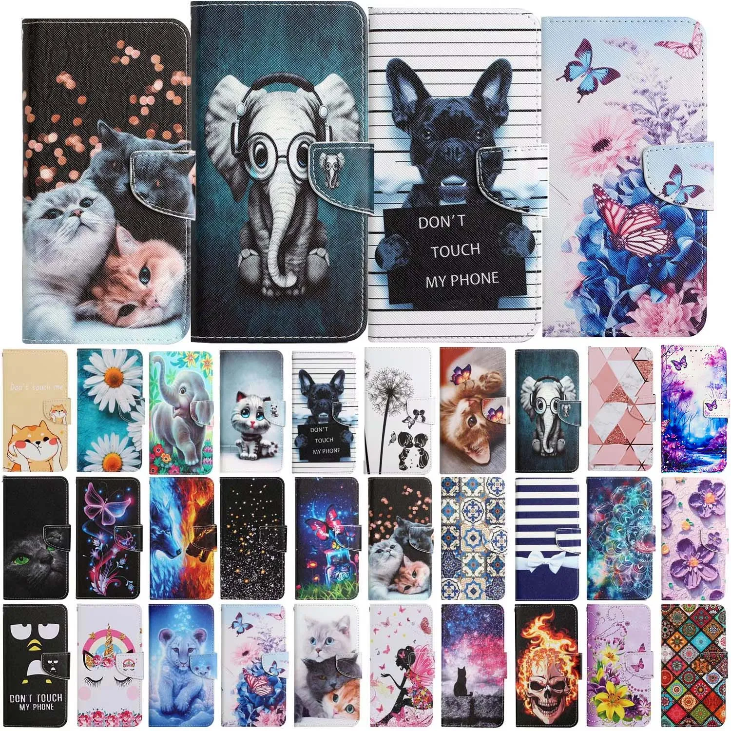 Кожаный флип-чехол для телефона iPhone 15 Pro Max 14 Plus кошка бабочка окрашенный Кошелек