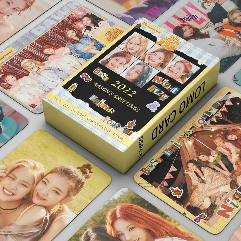 

55Pcs/Set KPOP ITZY Seasons Greetings Postcards New Album High Quality HD Print Photo Cards Lomo Cards Fans Gifts