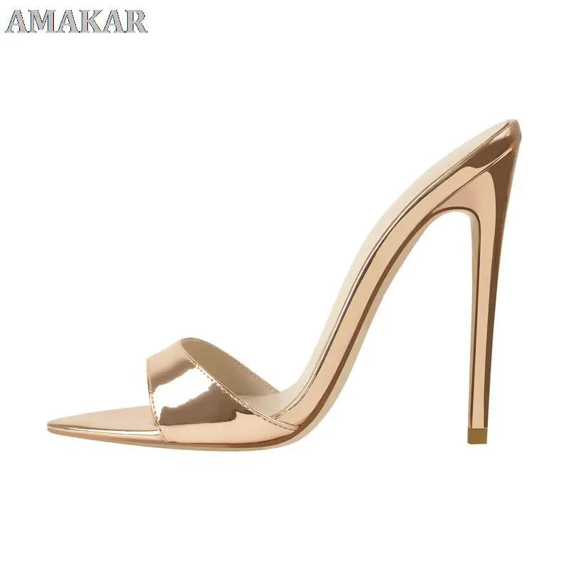 

Женские пикантные бриллиантовые сандалии, золотые слипоны, тонкие сандалии большого размера, классическая женская мода