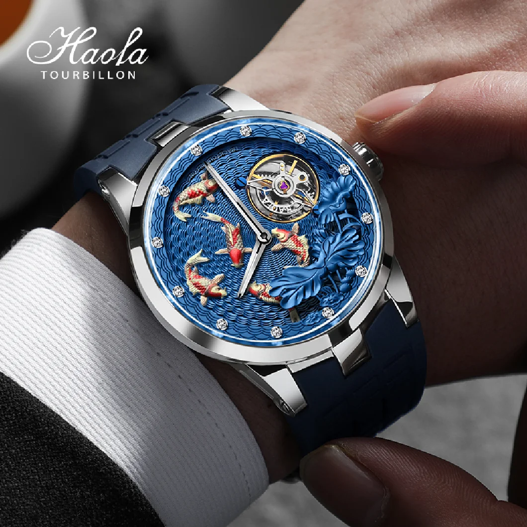 

Haofa Manual Carrousel Mechanical Mens Watch Sapphire Rotating Waterproof Karrusel Watch For Men Luxury rel��gio masculino 1951