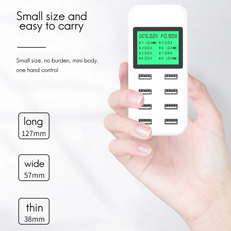 Умное зарядное устройство USB со светодиодным дисплеем 8 портов 40 Вт быстрая