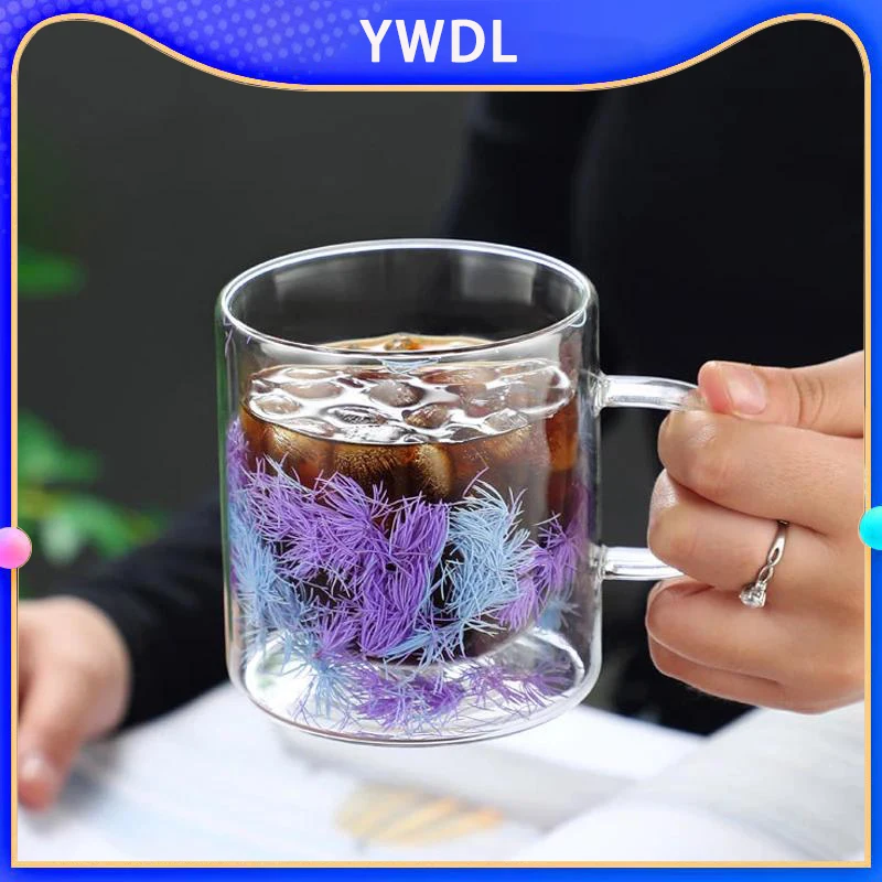 Стакан стеклянный с двойными стенками и ручкой 350 мл