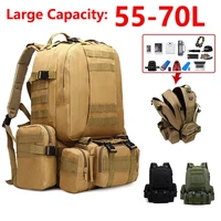 55l 70l large capacity military backpack 4 in 1 molle sport bag men waterproof outdoor hiking camping travel 3d mochila rucksack