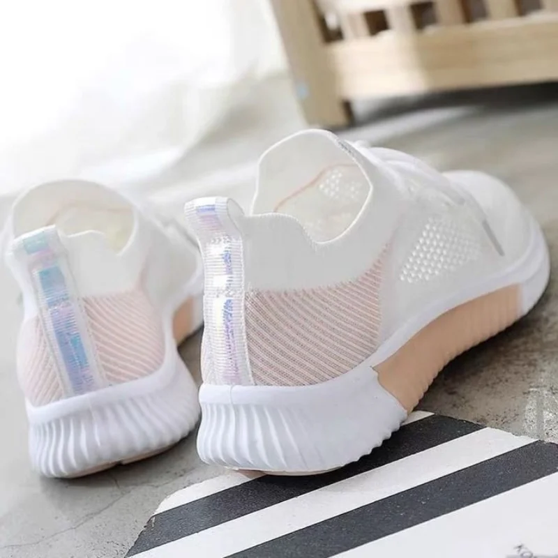 Woman Vulcanized Sneakers Women's Shoes Spring White Breathable Sports Mesh Versatile Summer Flats Hollow Walking No-slip New