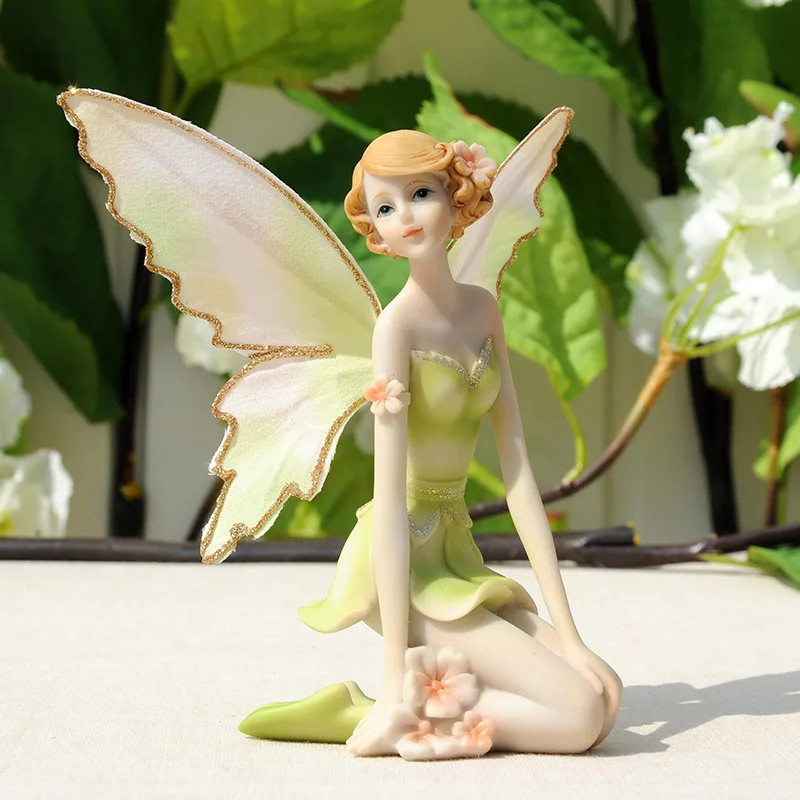 

Green Flower Fairy Girl Angel Wine Cabinet Home Decoration Ornaments Creative Gifts Resin Crafts Character Furnishing Articles