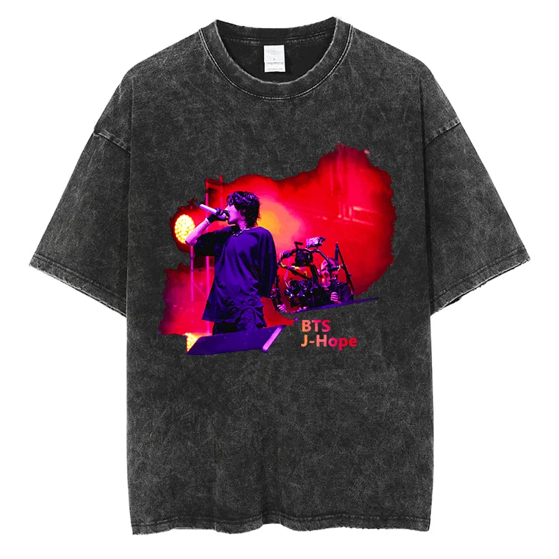 

J Hope Hobicore Concert Cover T Shirt Korean BTS-jhope Fan Men Women T-shirt Quality Cotton Vintage Oversized Short Sleeve Tees