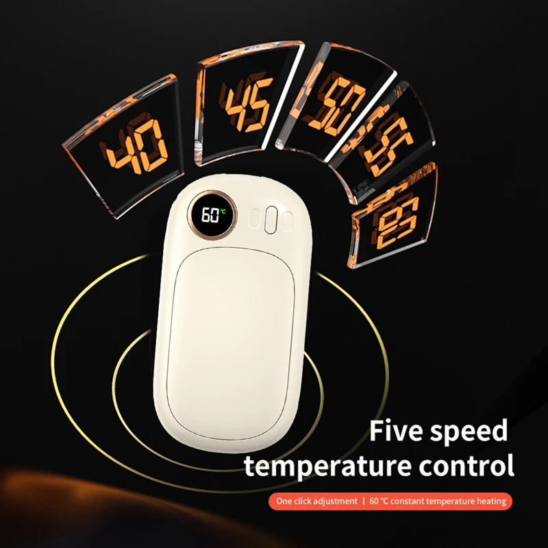 1 шт. перезаряжаемая грелка для рук 6000 мАч портативная 5 уровней регулировки 40 ° C45