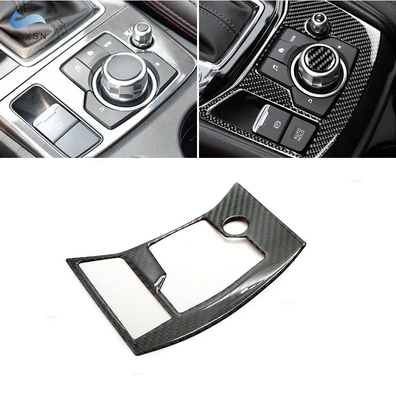 

For Mazda CX-5 CX5 2017 2018 ONLY LHD Carbon Fiber Car Gear Shift Electronic Handbrake Panel Cover Decor Trim