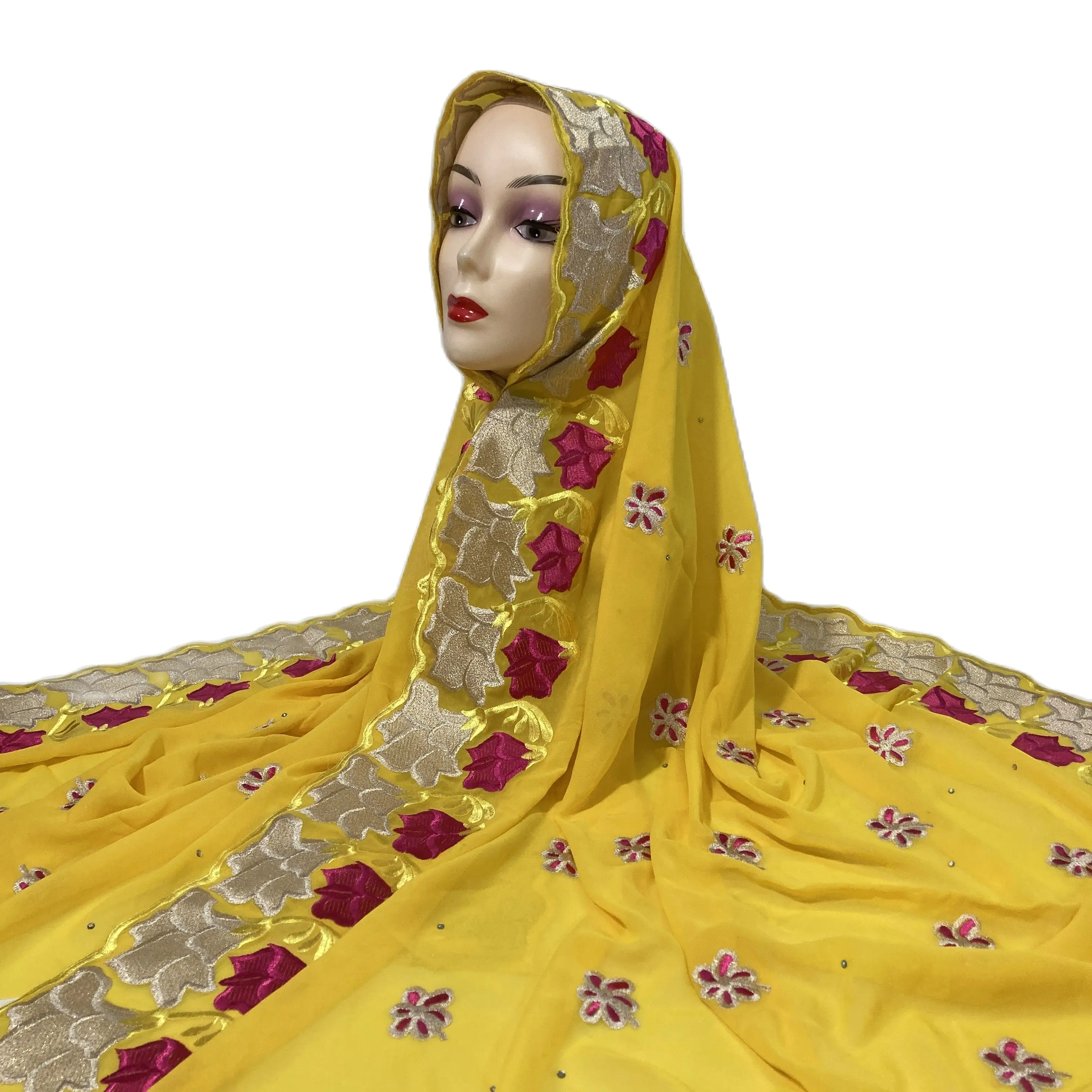 

2022 модные летние шифоновые шарфы с цветочной вышивкой для женщин