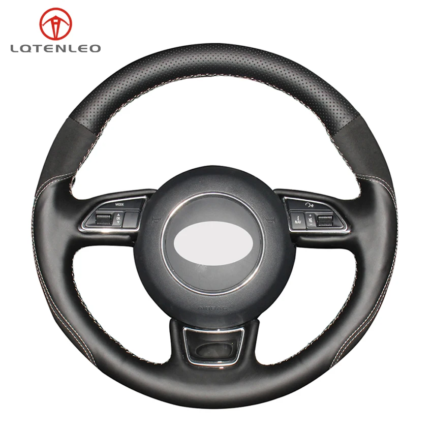 

Black Genuine Suede Leather Car Steering Wheel Cover For Audi A5 2013-2017 A6 S6 2012-2018 Allroad 2013-2018 S8 2013-2018