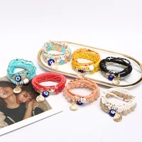 trendy multicolor boho bracelets multilayer retro bracelet for women men metal shell evil eye accessory luxury jewelry gift
