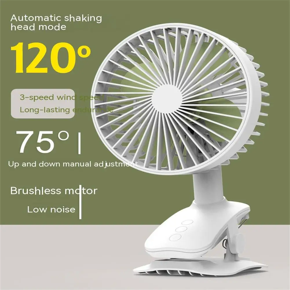 

Portable Mini Clip On Fan 3 Levels 2000mah Battery Below 36db Low Noise Mute Desktop Fan Air Cooling Fan