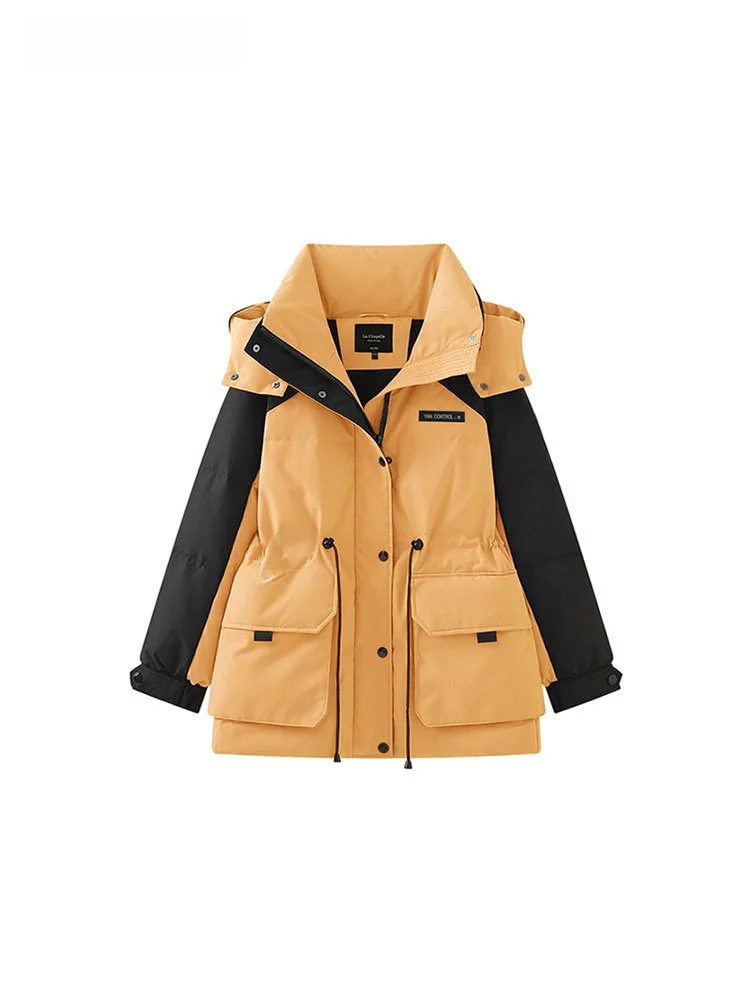 La Chapelle Цветовая куртка женская повседневная свободная на шнурке с утолщенным