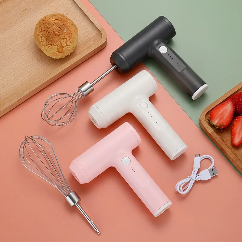 

Electric Whisk USB High-power Rechargeable Cream Mixer Kitchen Household Hand-held Mini Stainless Steel Whisk Baking Tool
