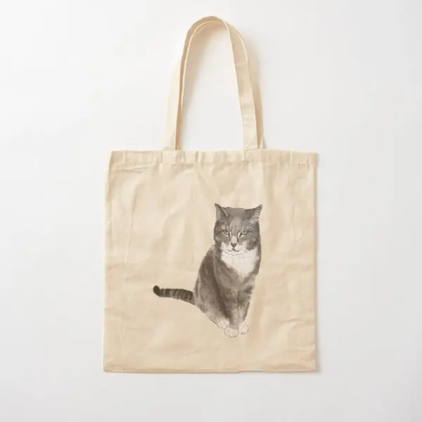 

Cute Cat Art Cotton Canvas Bag Printed Grocery Casual Unisex Women Fashion Reusable Handbag Shoulder Bag Travel Fabric Foldable