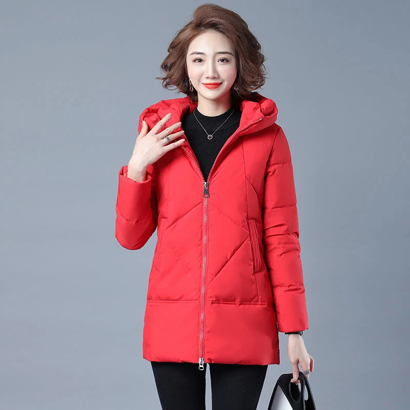 Women Long Down Jacket 2022 New Fashion Winter Warm Thicken Jacket Outdoor Hooded Slim Cotton Coat Solid Zipper Parkas Outerwear