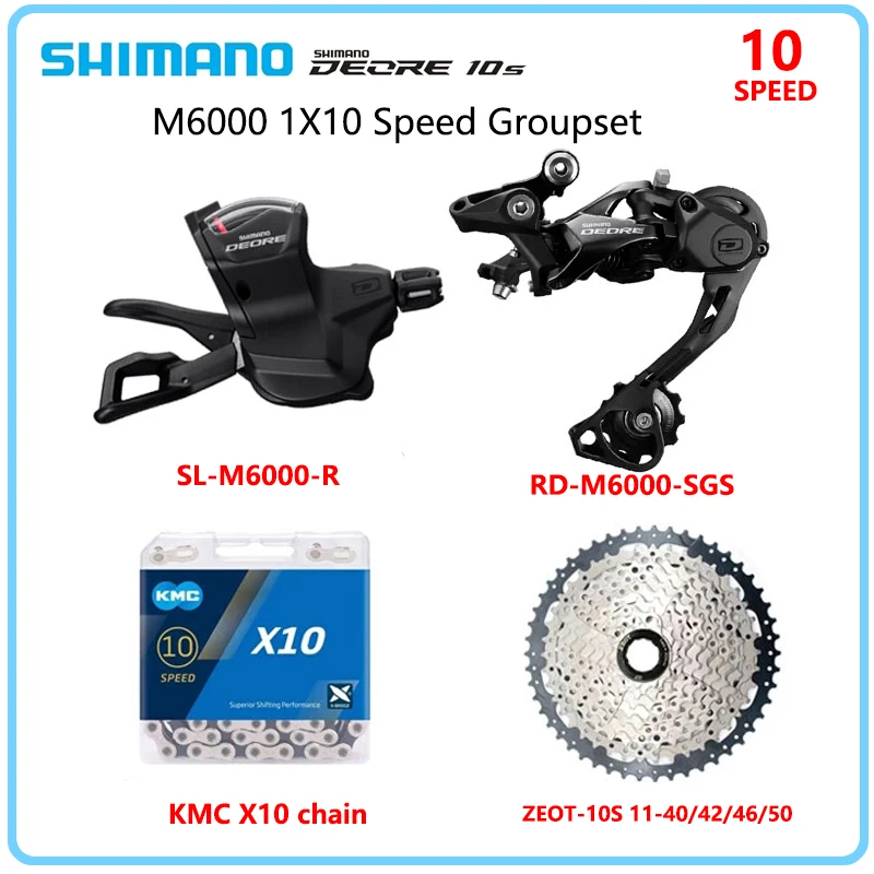 

SHIMANO Deore M6000 1X10S Groupset SL-M6000 10 Speed Shift Lever ZEOT Cassette 40T 42T 46T 50T Freewheel X10 10v Derailleurs Kit