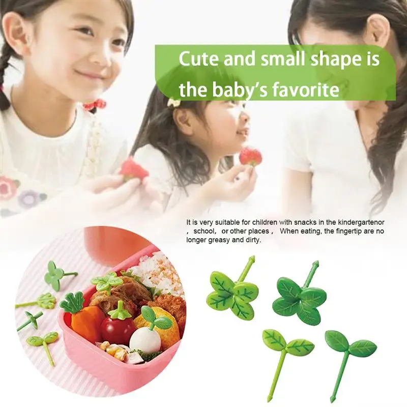 

8pcs Fruit Fork Children Toothpick Food Prod Leaves Plastic Decoration Lunch Box Accessories Kitchen Fruit Fork Tool
