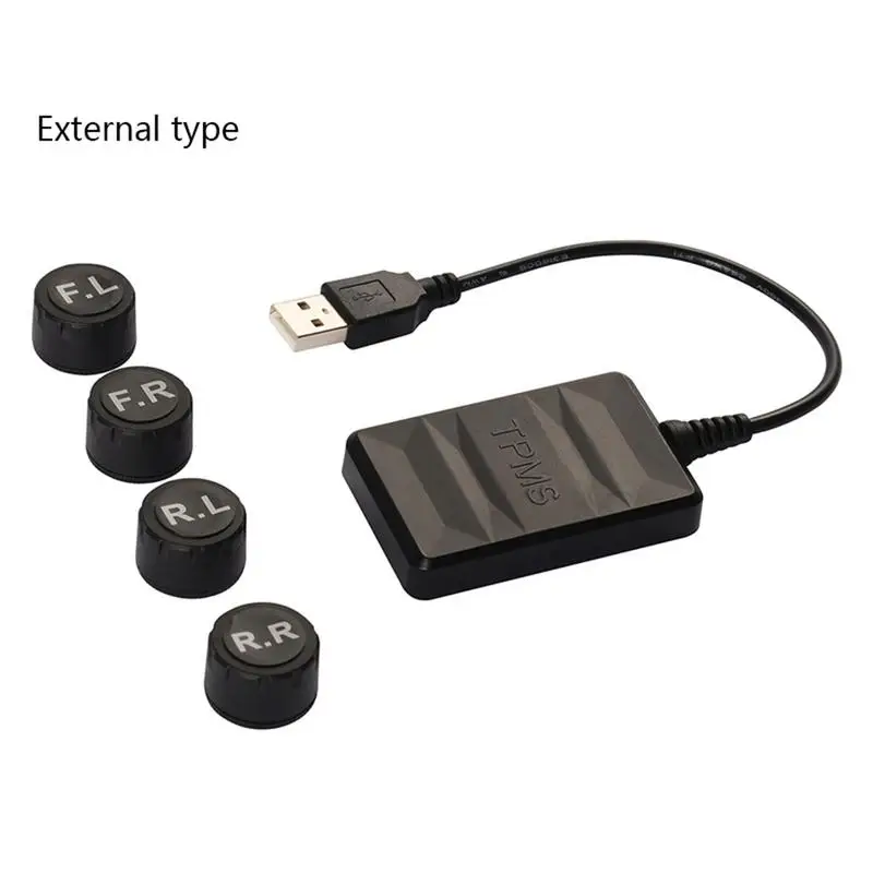 

USB Tire Pressure Monitor System TPMS External Sensor Auto Alarm Sensor Module USB TPMS With 4 Sensors For Car Bus Minibus
