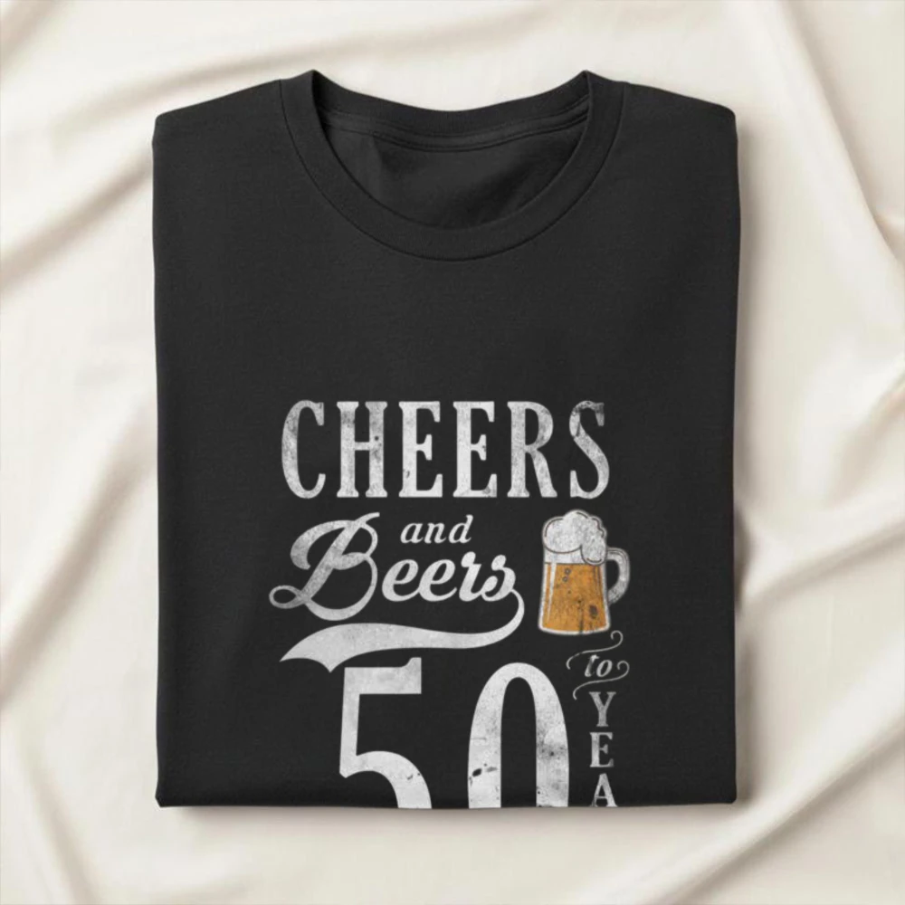 Винтажная футболка 1976 года с принтом «Cheers And Beers To 50 Years» для мужчин, с эффектом потертости, с принтом кружки и цифр, к 50-летию, на пятидесятилетие (art.: 3920dbb67f690) - 3920dbb67f690