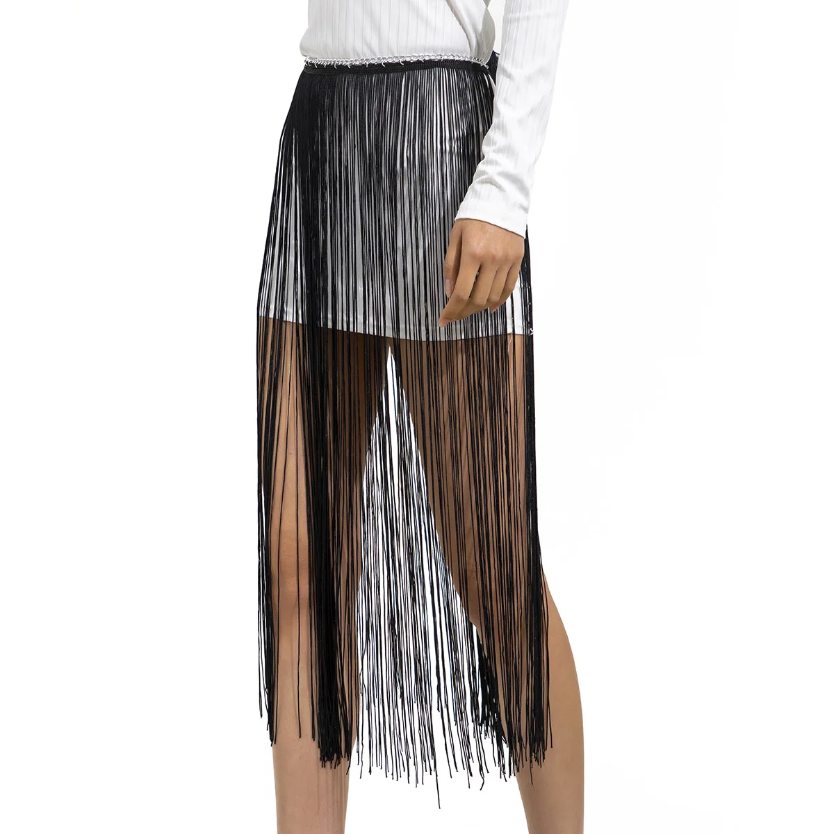 Super Long Tassel Waist Belt Black Wide Fringe Skirt Dress Waistband 2022 Designer fashion Summer Street Waist Chain Belt Women