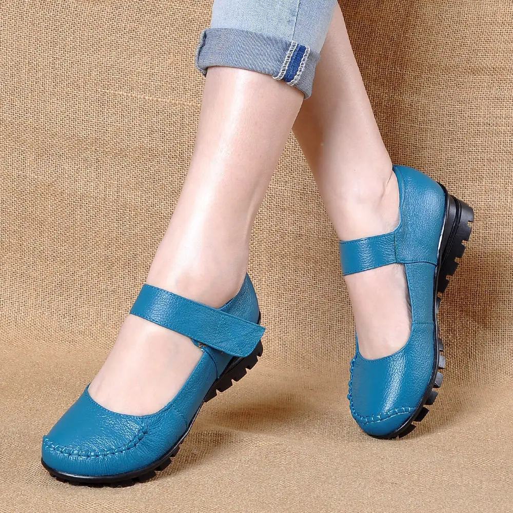 Women Ballet Flats Vintage Mom Shoes Women Flats Mary Jane Shoes With Hook Loop Ladies Leather Flat Shoes Driving Shoes 2023