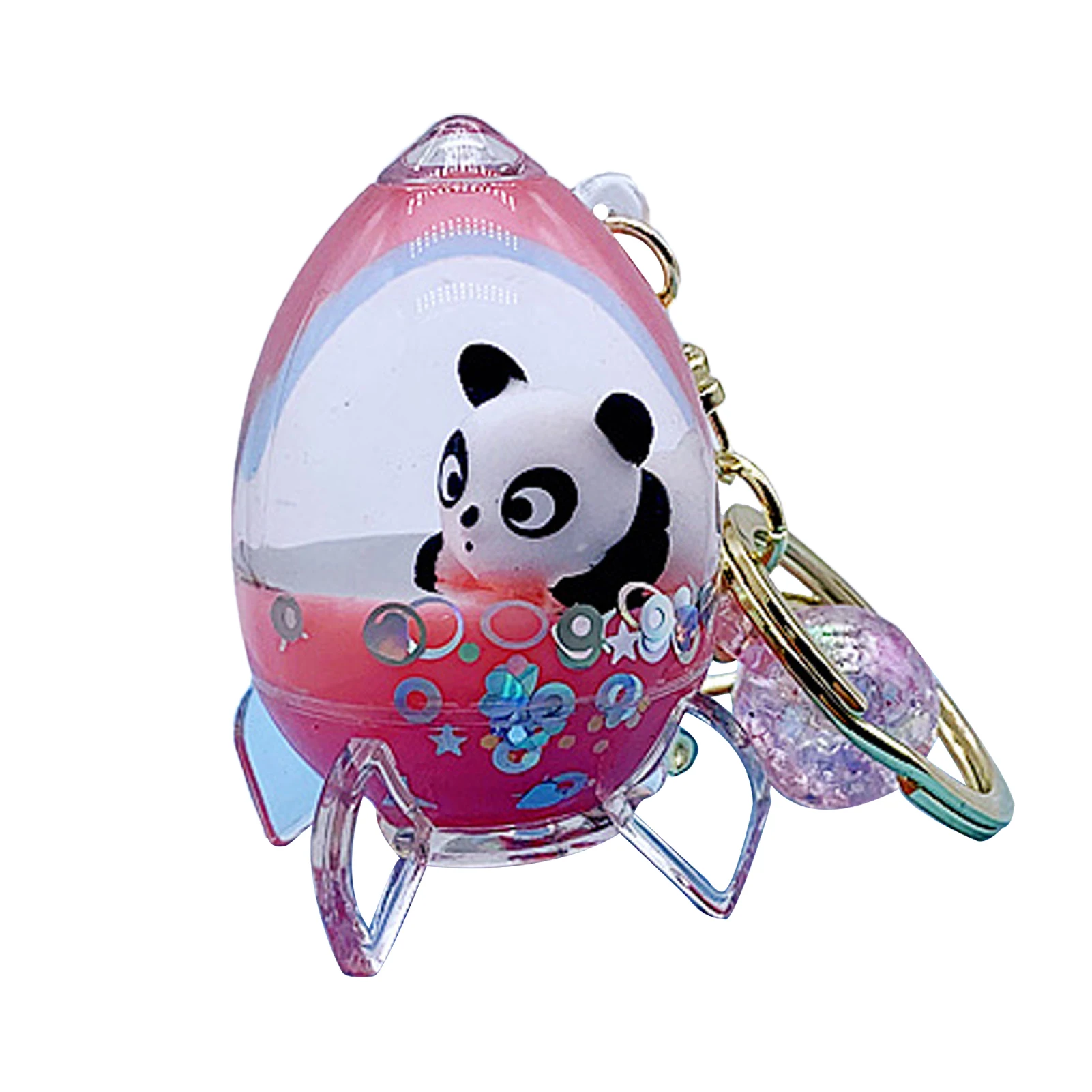 

Panda Keyring Rocket Shape Animal Keychains As Gifts For Women Floating Panda Quicksand Astronaut Girl Key Chains As Purse Charm